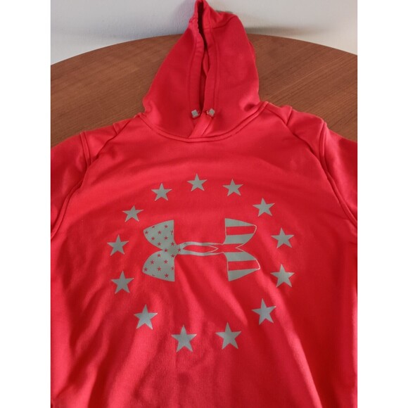 Under Armour Hoodie Sweatshirt Mens Medium Red Fleece Lined Polyester Logo Sport - Picture 4 of 8